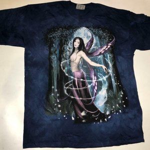Mountain Purple Moonlight Night Fairy Wings Magic Fantasy Spirit Shirt S-3X